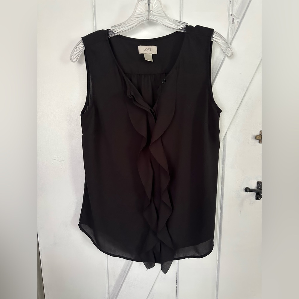 Loft S black ruffle top